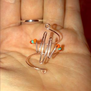 Rose Gold Wire Heart Rhythm Beaded Ring